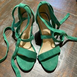 Green suede heels